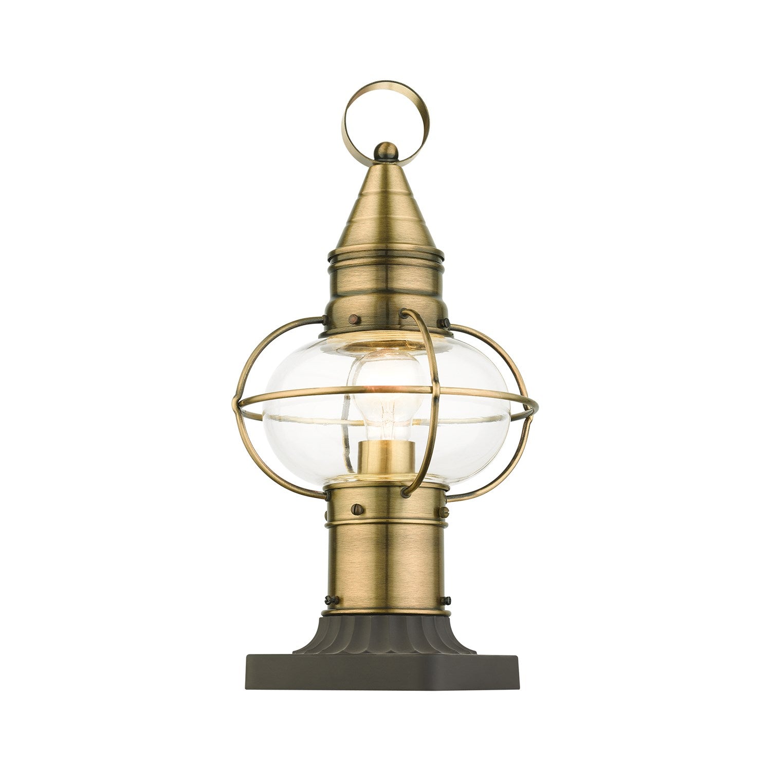1 Light Antique Brass Outdoor Post Top Lantern