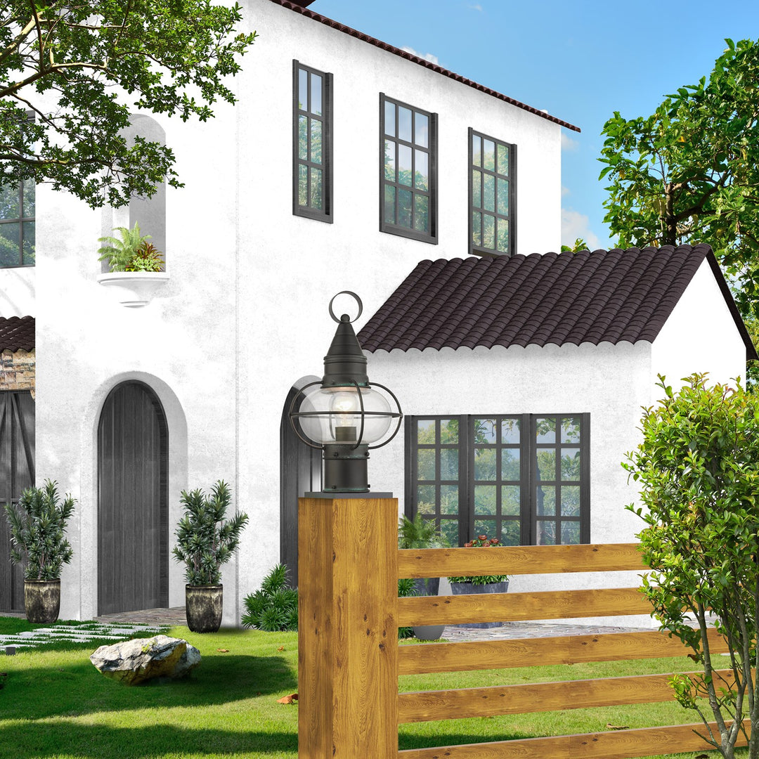 1 Light Charcoal Outdoor Post Top Lantern
