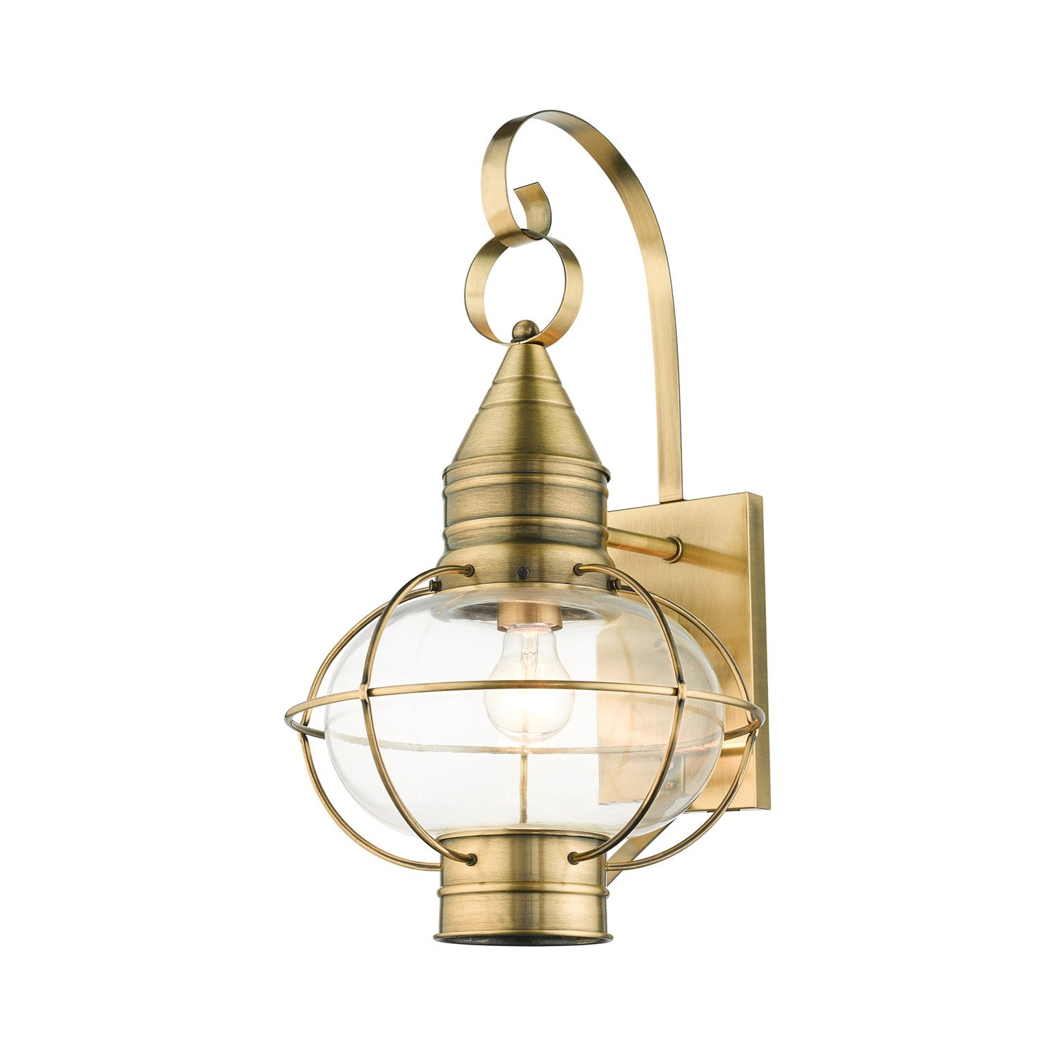 1 Light Antique Brass Outdoor Wall Lantern