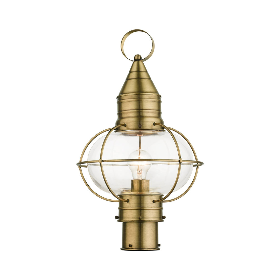 1 Light Antique Brass Outdoor Post Top Lantern by Livex Lighting