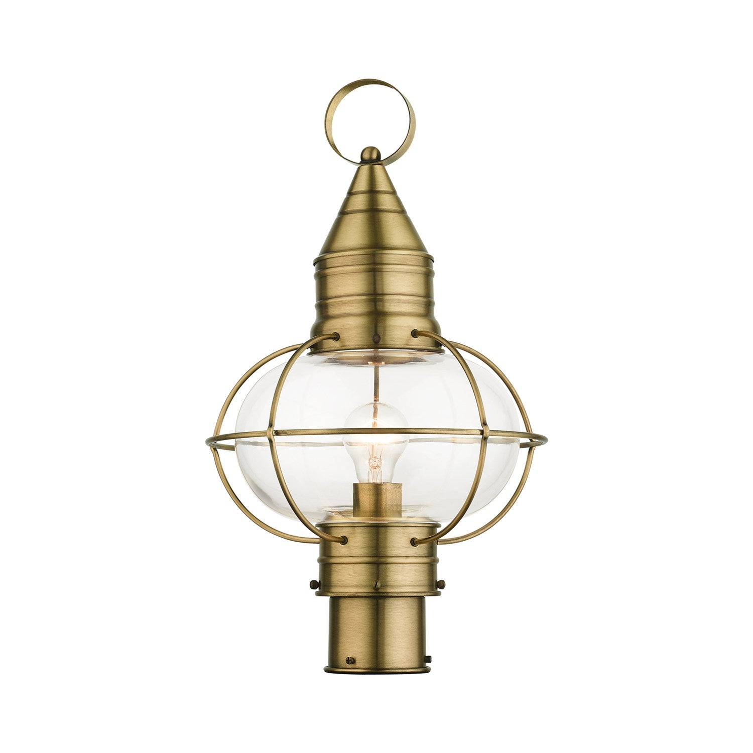 1 Light Antique Brass Outdoor Post Top Lantern by Livex Lighting