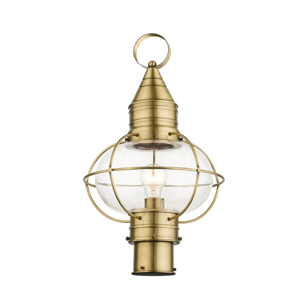 1 Light Antique Brass Outdoor Post Top Lantern