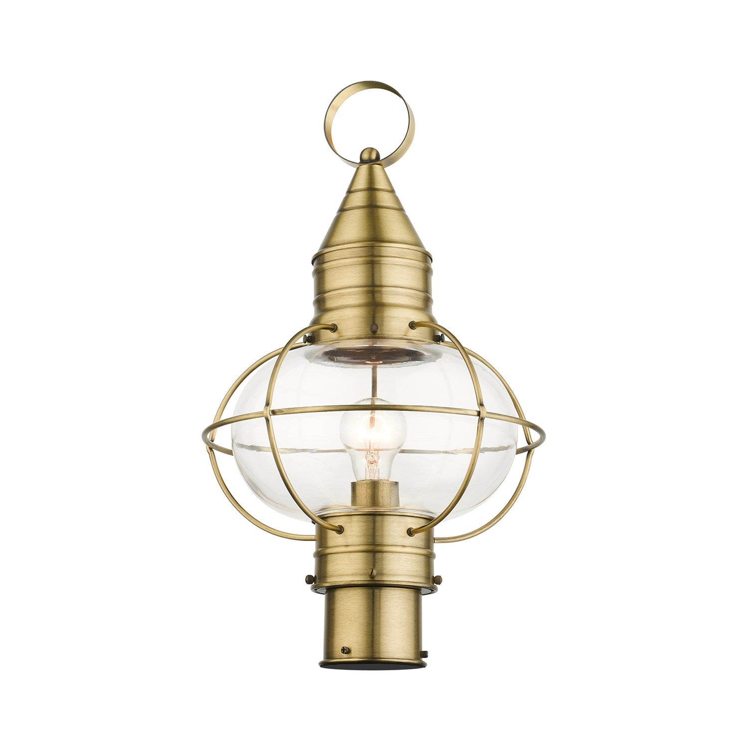 1 Light Antique Brass Outdoor Post Top Lantern