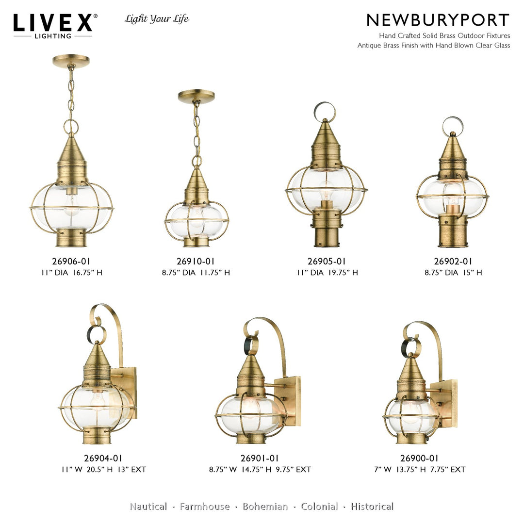 1 Light Antique Brass Outdoor Post Top Lantern