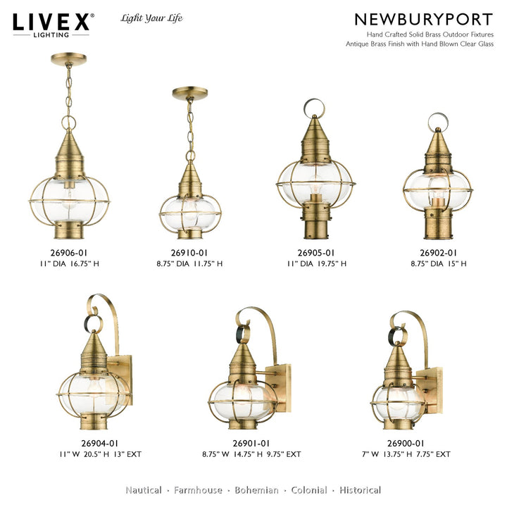 1 Light Antique Brass Outdoor Post Top Lantern