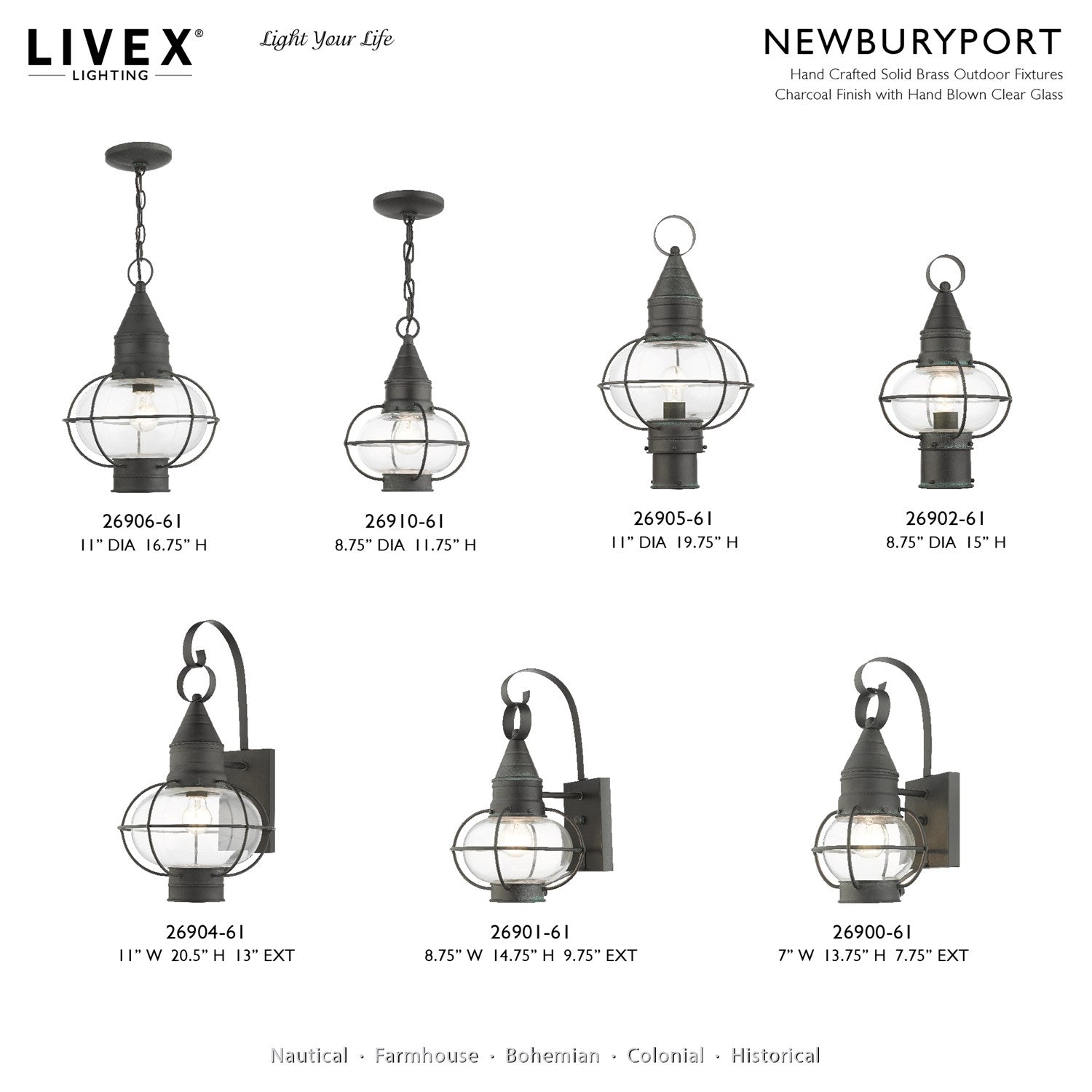 1 Light Charcoal Outdoor Post Top Lantern