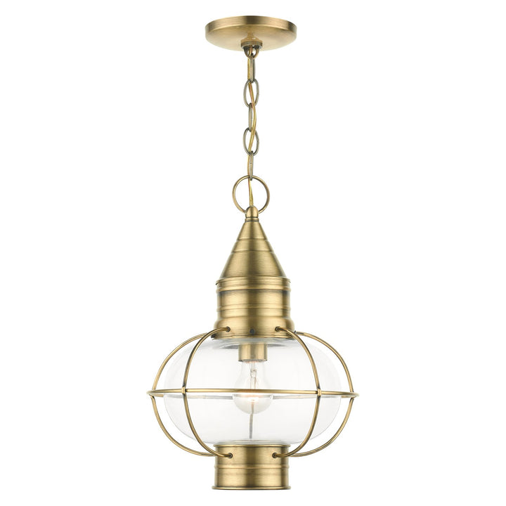1 Light Antique Brass Outdoor Pendant Lantern by Livex Lighting