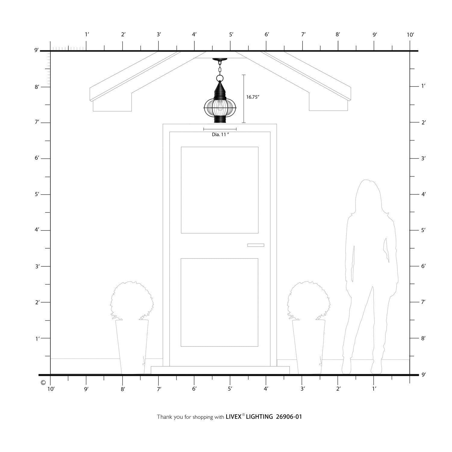 1 Light Antique Brass Outdoor Pendant Lantern