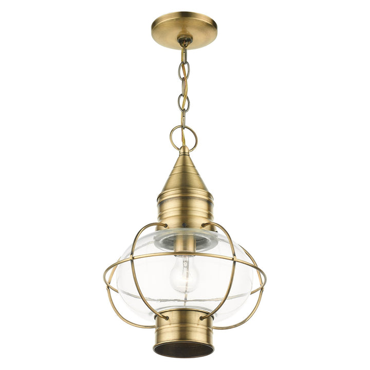 1 Light Antique Brass Outdoor Pendant Lantern