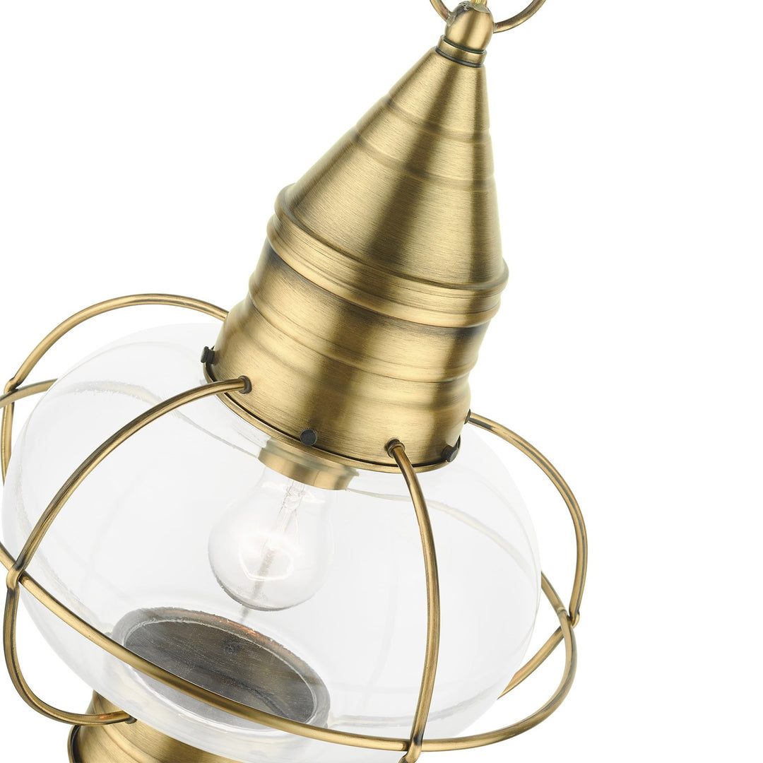 1 Light Antique Brass Outdoor Pendant Lantern