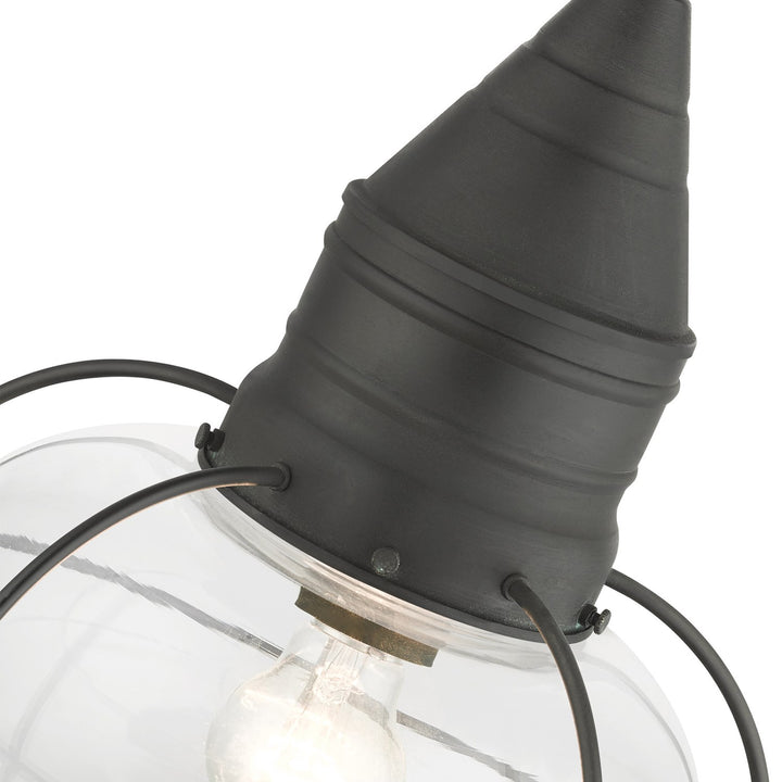 1 Light Charcoal Outdoor Pendant Lantern