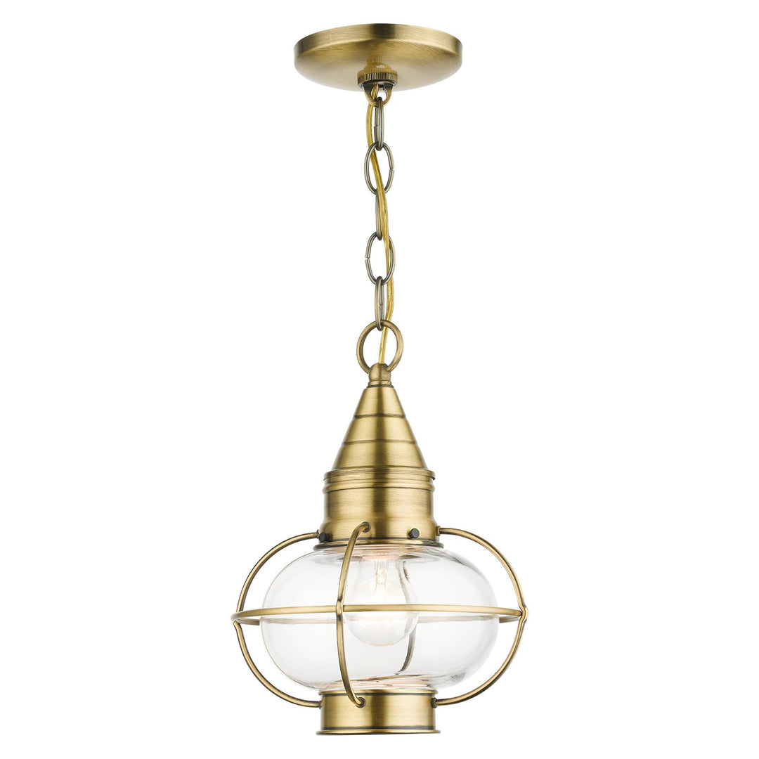 1 Light Antique Brass Outdoor Pendant Lantern by Livex Lighting