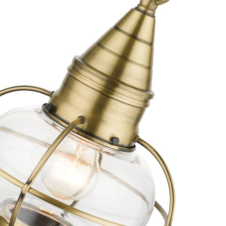 1 Light Antique Brass Outdoor Pendant Lantern