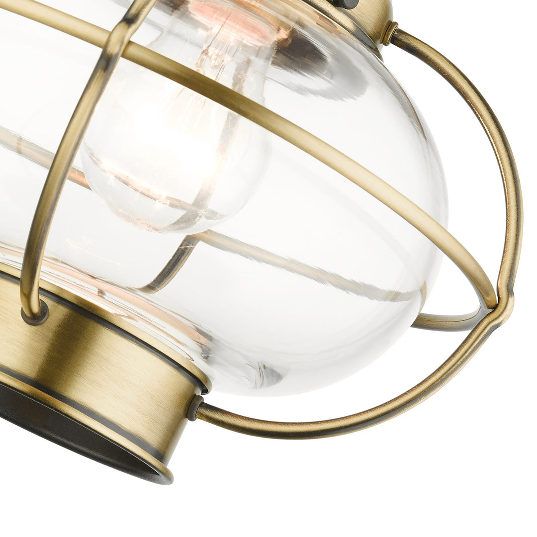 1 Light Antique Brass Outdoor Pendant Lantern