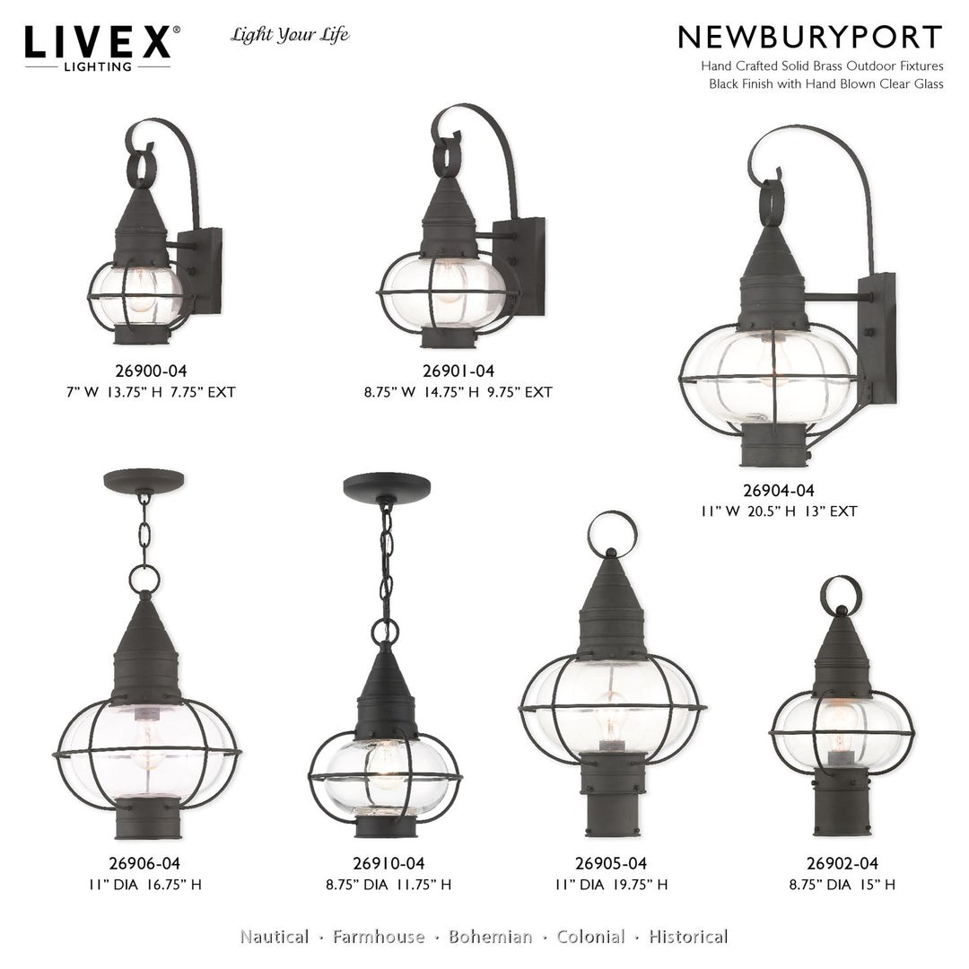 1 Light Black Outdoor Pendant Lantern