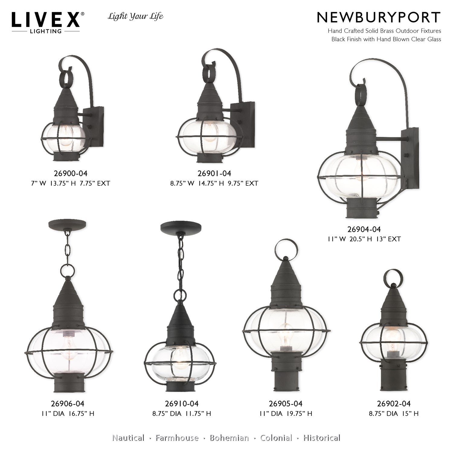 1 Light Black Outdoor Pendant Lantern