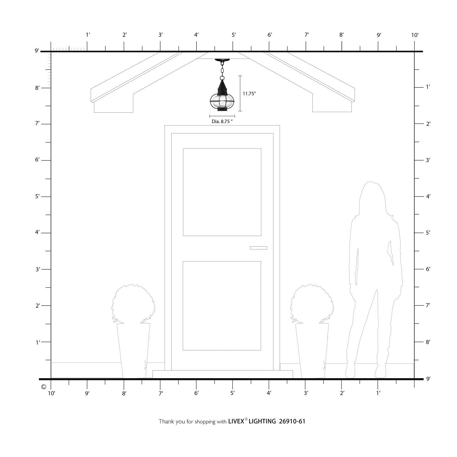 1 Light Charcoal Outdoor Pendant Lantern