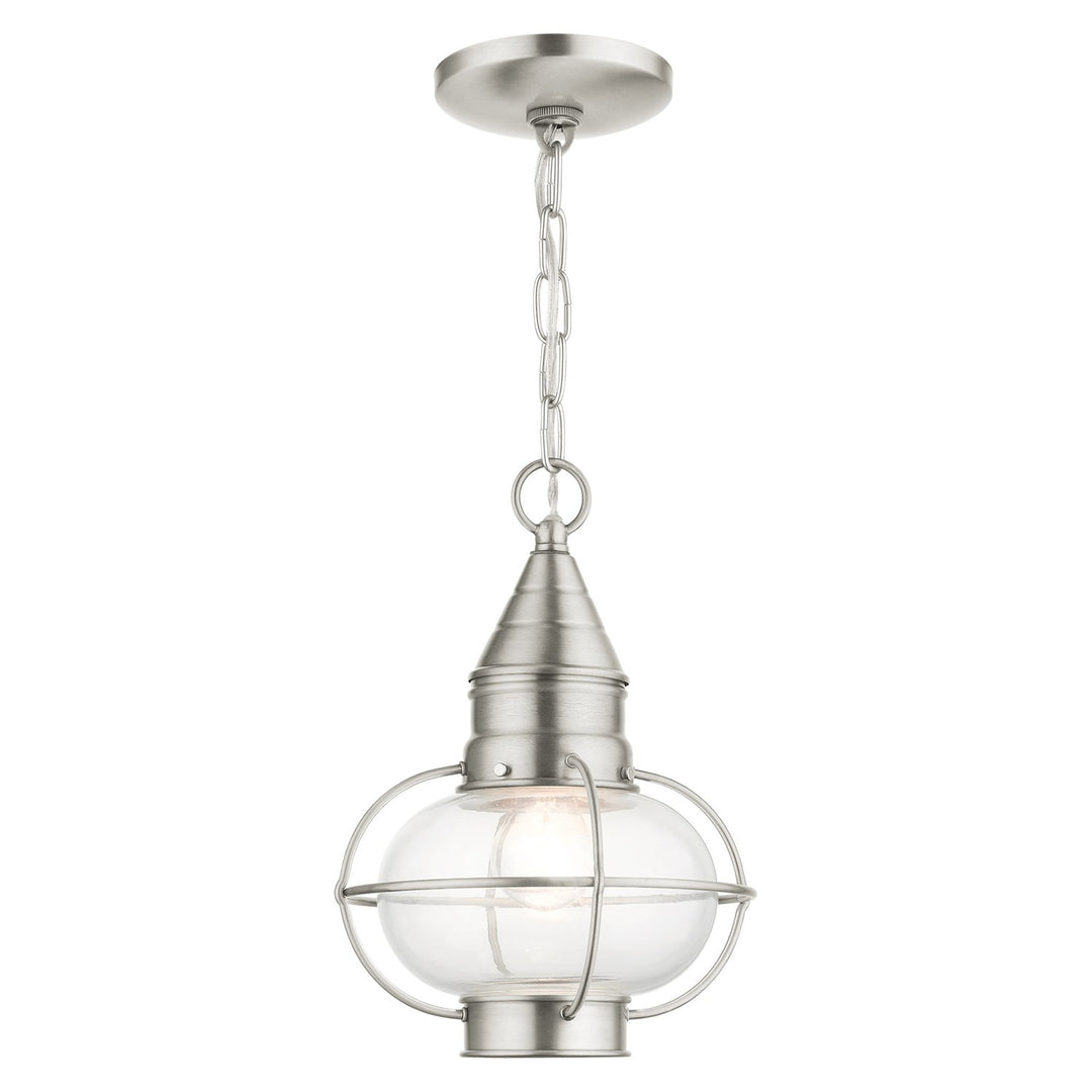 1 Light Brushed Nickel Outdoor Pendant Lantern by Livex Lighting