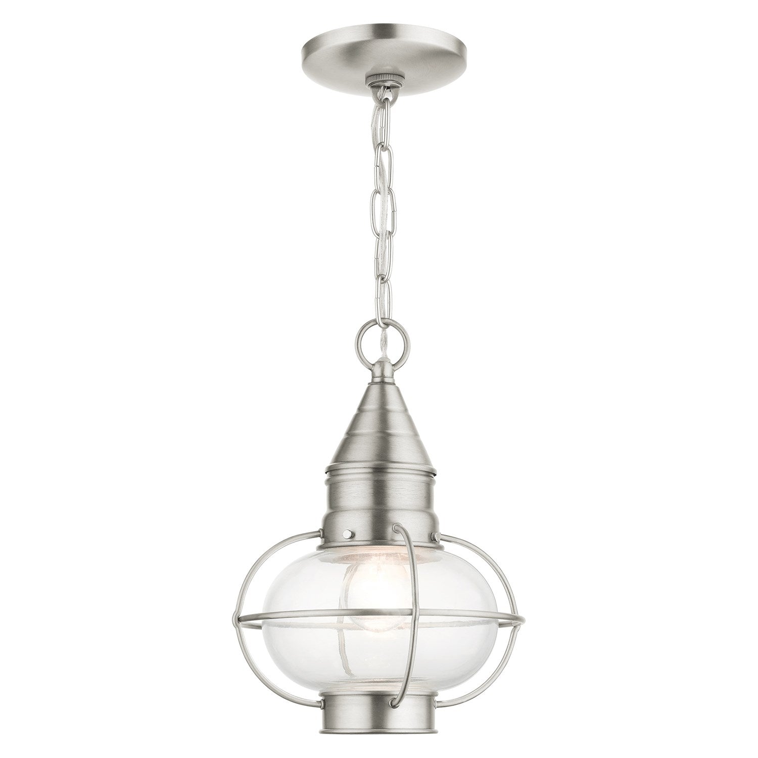 1 Light Brushed Nickel Outdoor Pendant Lantern by Livex Lighting
