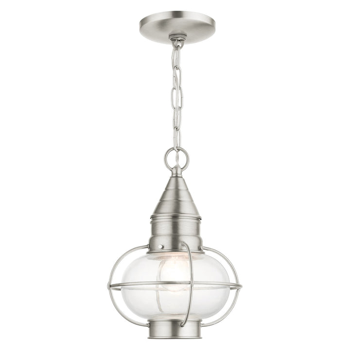 1 Light Brushed Nickel Outdoor Pendant Lantern by Livex Lighting