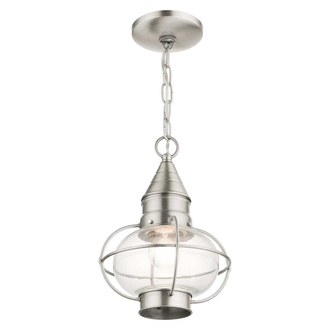 1 Light Brushed Nickel Outdoor Pendant Lantern