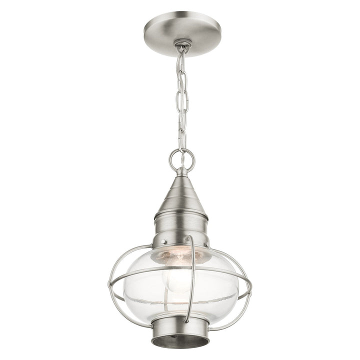 1 Light Brushed Nickel Outdoor Pendant Lantern