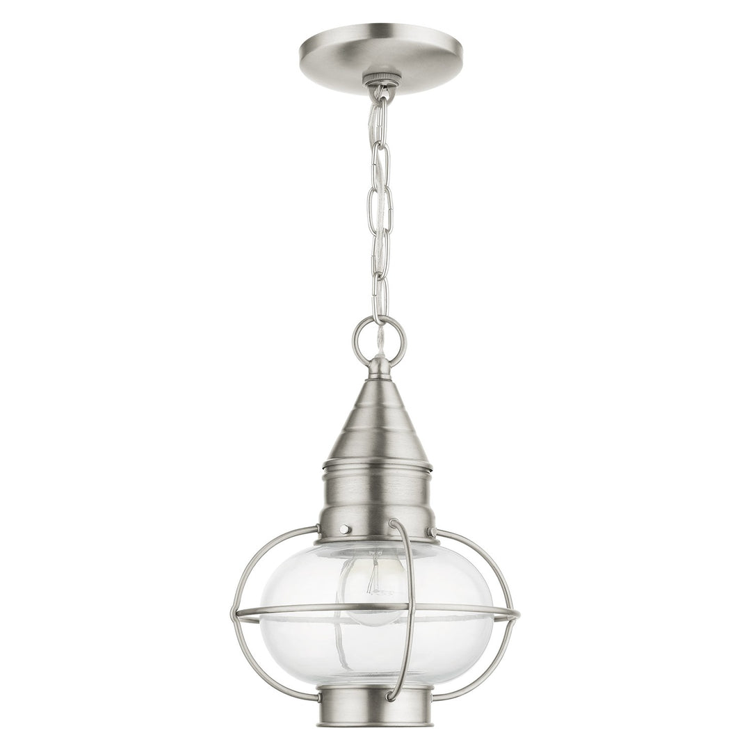 1 Light Brushed Nickel Outdoor Pendant Lantern