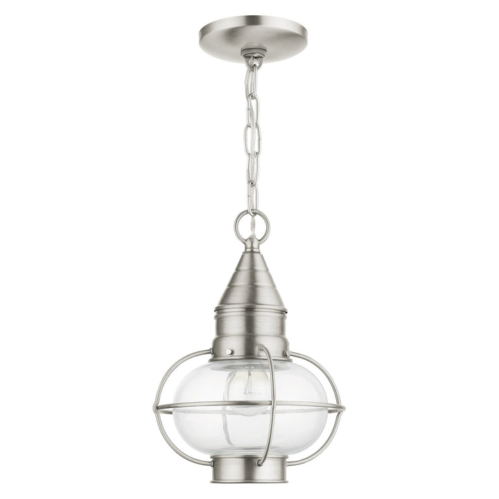 1 Light Brushed Nickel Outdoor Pendant Lantern