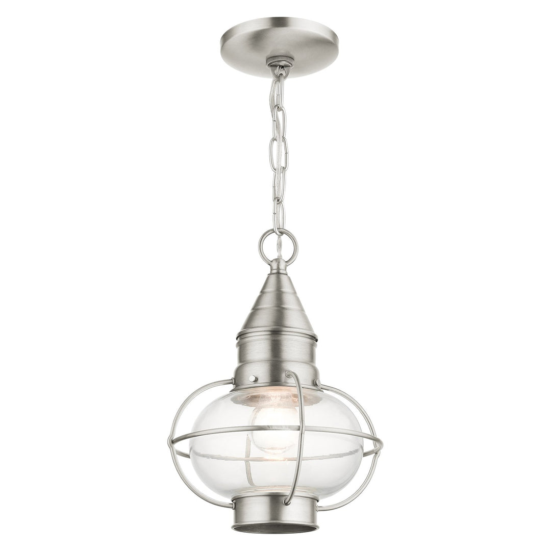1 Light Brushed Nickel Outdoor Pendant Lantern