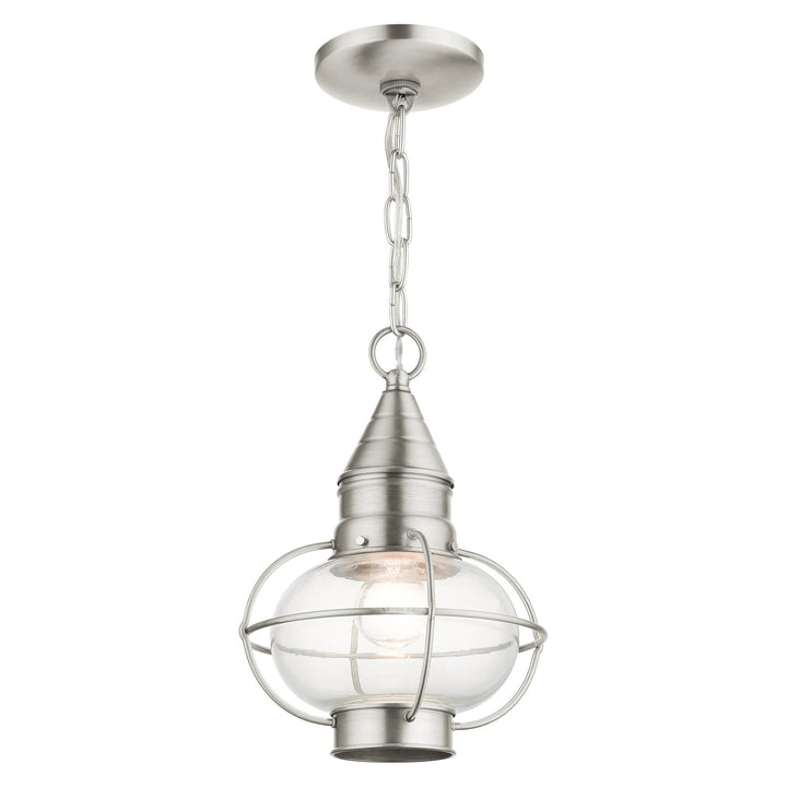 1 Light Brushed Nickel Outdoor Pendant Lantern
