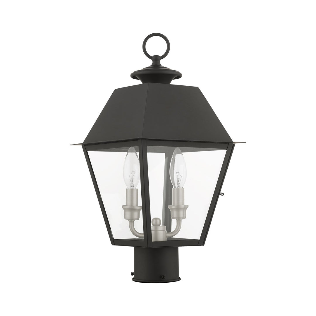 2 Light Black Outdoor Post Top Lantern