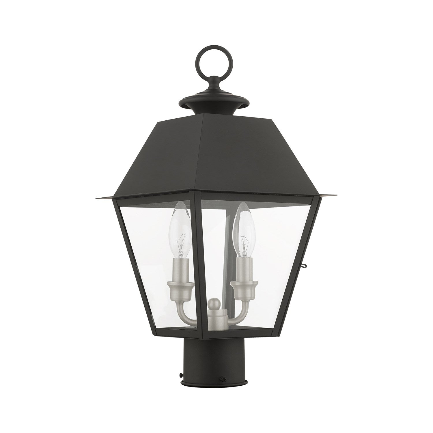 2 Light Black Outdoor Post Top Lantern