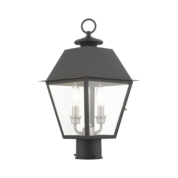 2 Light Black Outdoor Post Top Lantern