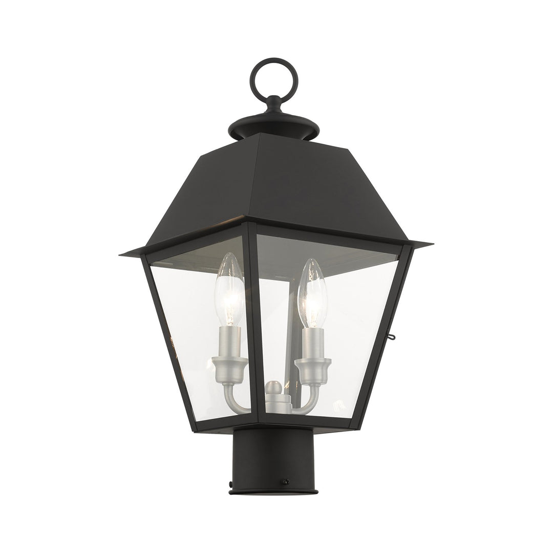 2 Light Black Outdoor Post Top Lantern