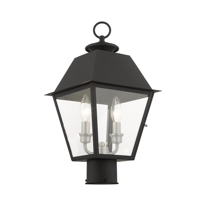 2 Light Black Outdoor Post Top Lantern