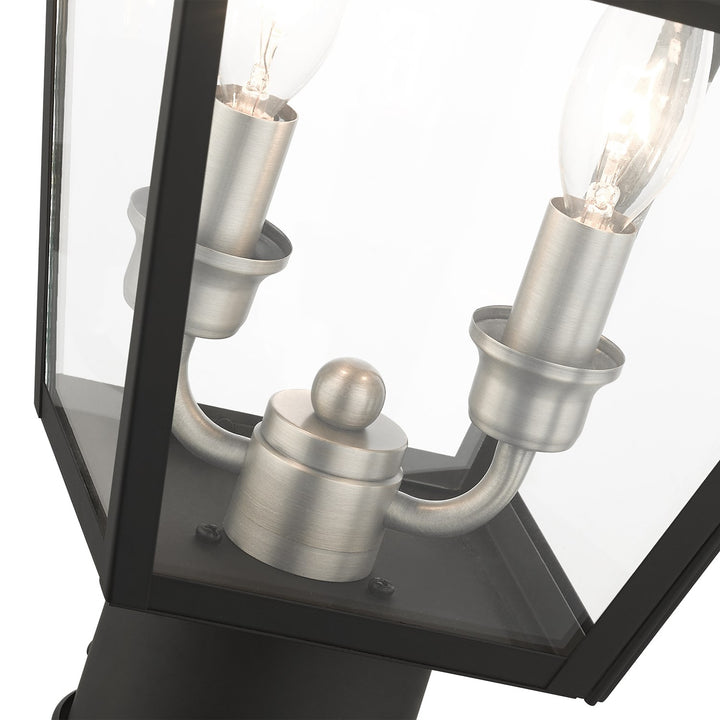 2 Light Black Outdoor Post Top Lantern
