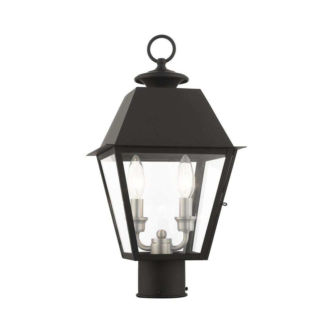 2 Light Black Outdoor Post Top Lantern