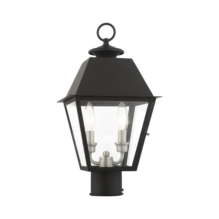 2 Light Black Outdoor Post Top Lantern