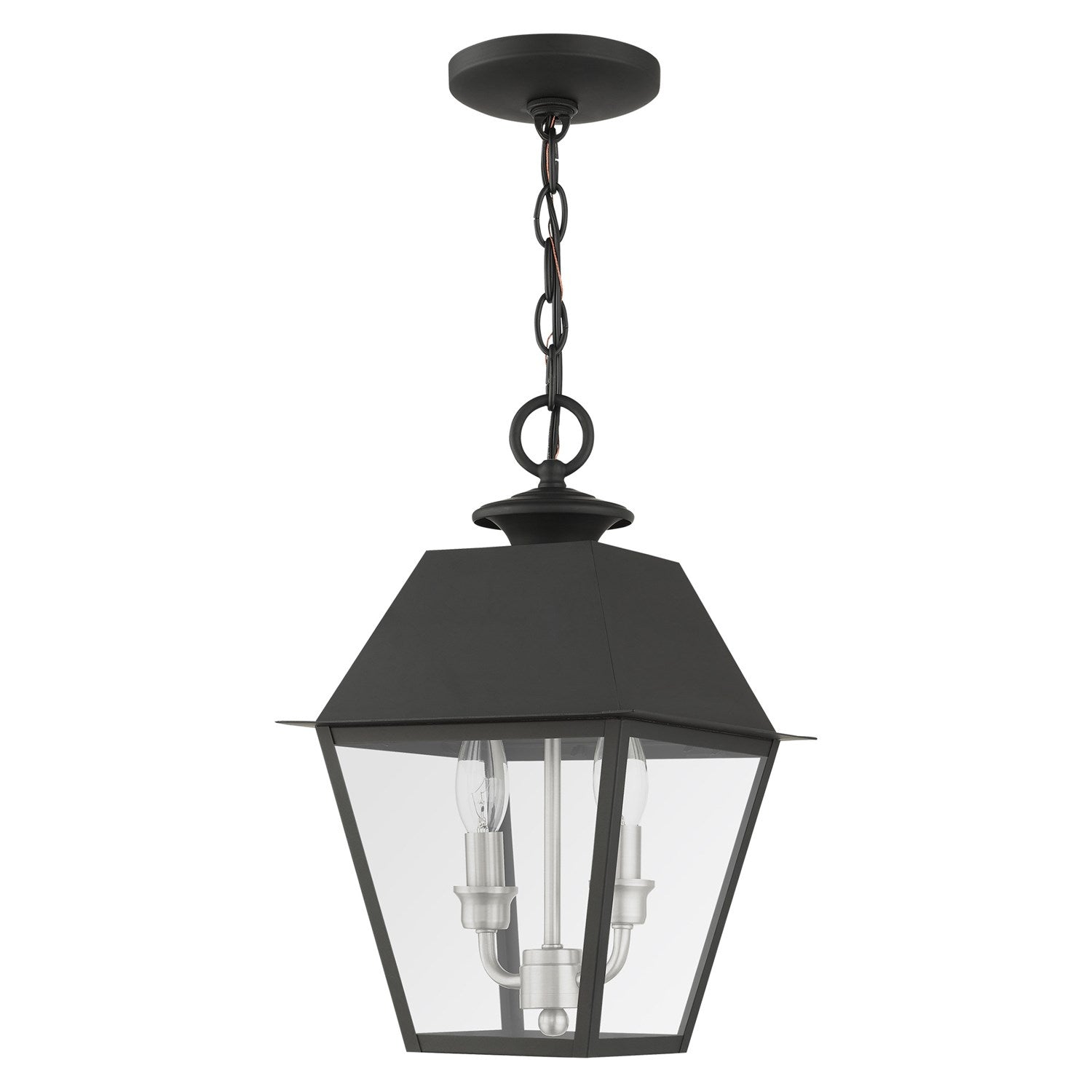 2 Light Black Outdoor Pendant Lantern