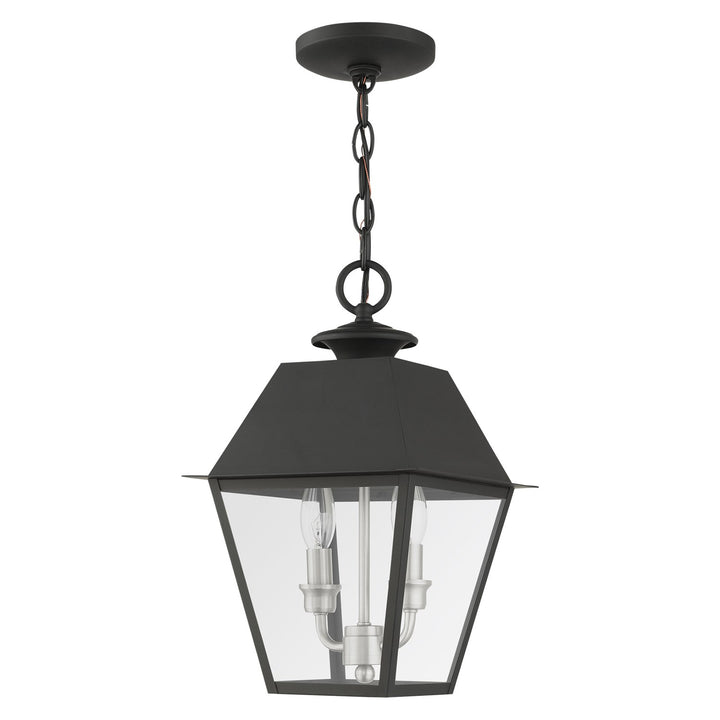 2 Light Black Outdoor Pendant Lantern