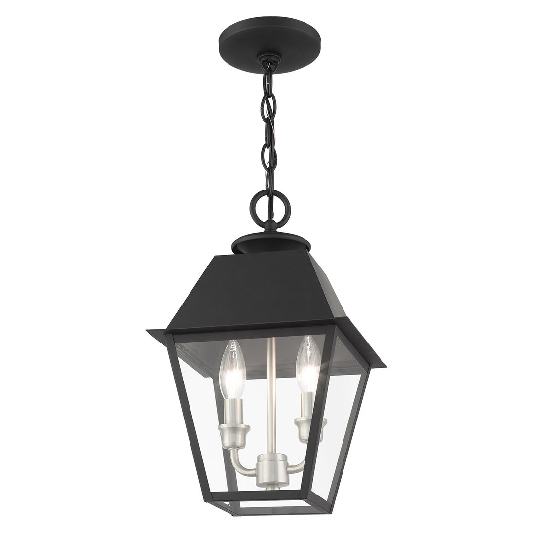 2 Light Black Outdoor Pendant Lantern