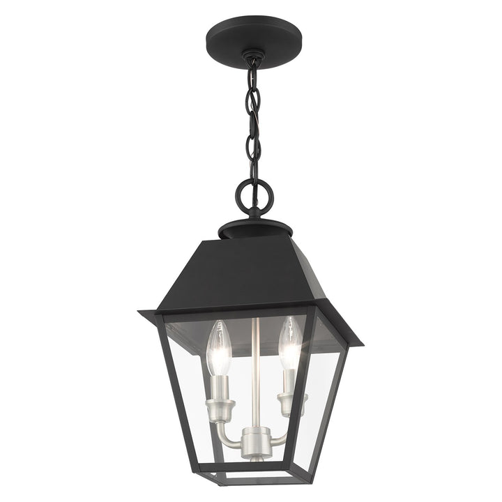 2 Light Black Outdoor Pendant Lantern