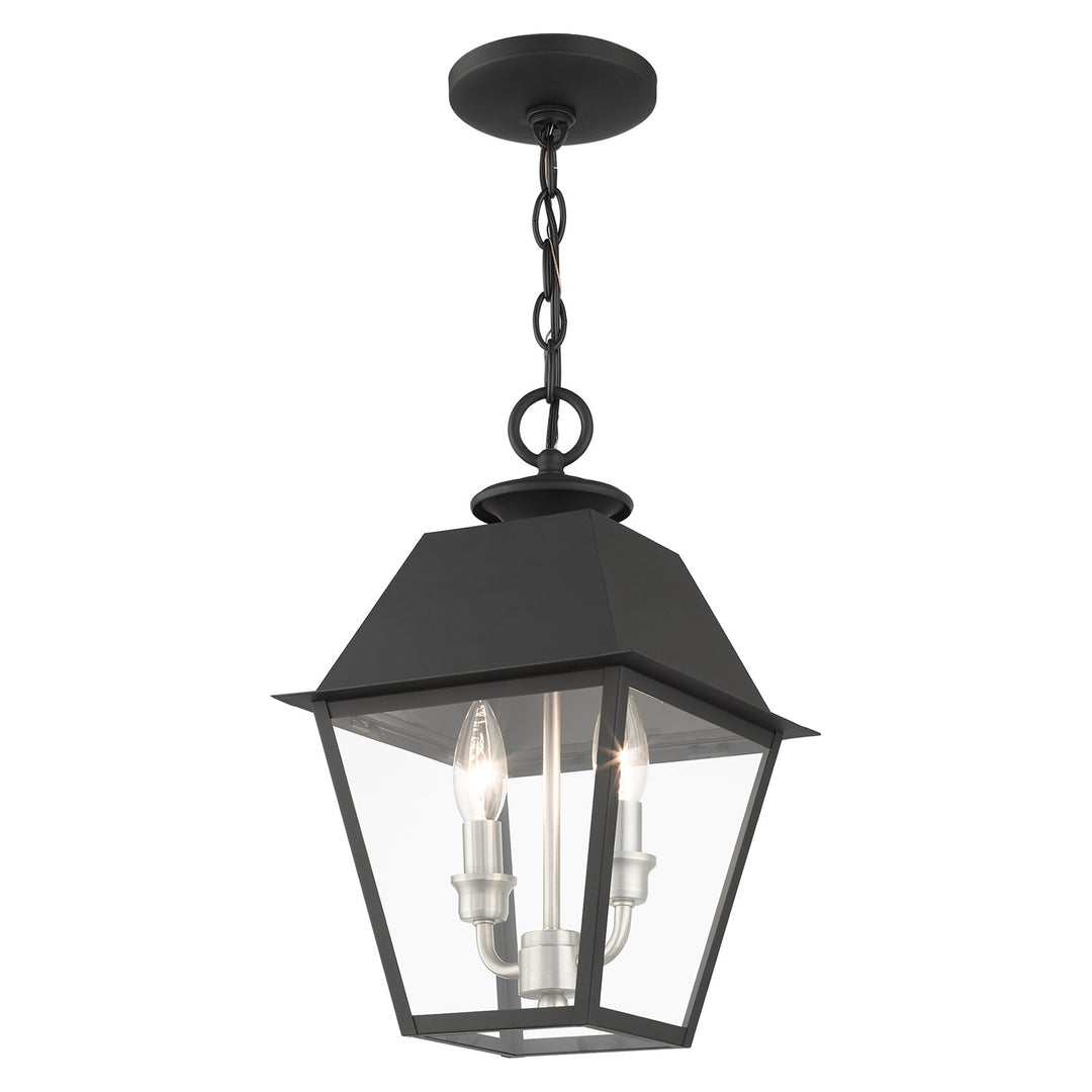 2 Light Black Outdoor Pendant Lantern