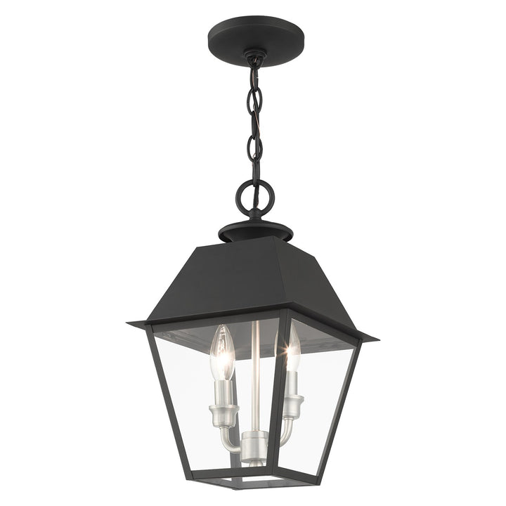 2 Light Black Outdoor Pendant Lantern