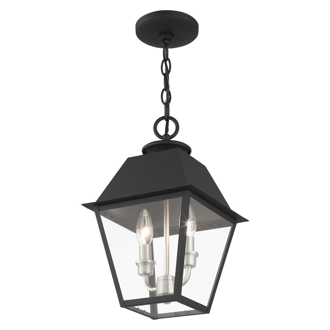 2 Light Black Outdoor Pendant Lantern