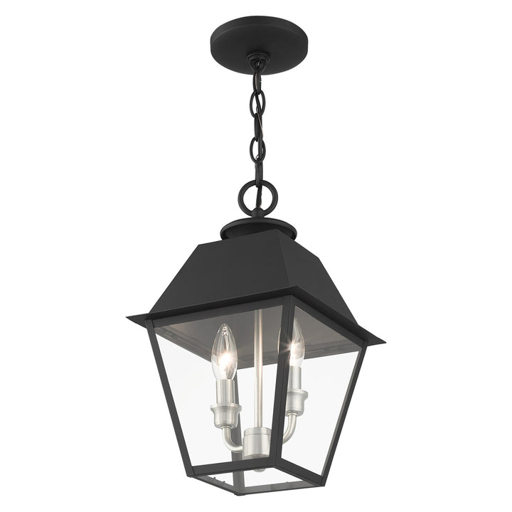 2 Light Black Outdoor Pendant Lantern
