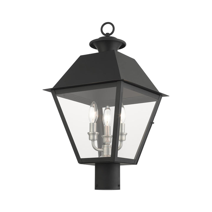 3 Light Black Outdoor Post Top Lantern