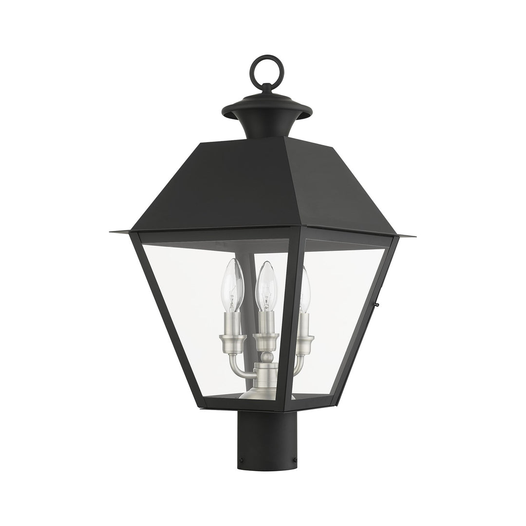 3 Light Black Outdoor Post Top Lantern