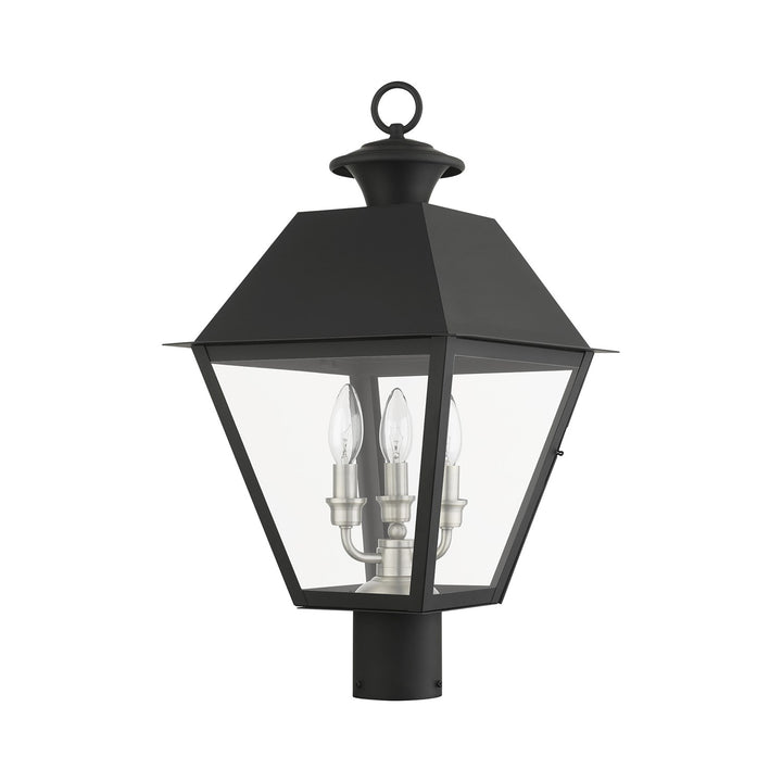3 Light Black Outdoor Post Top Lantern