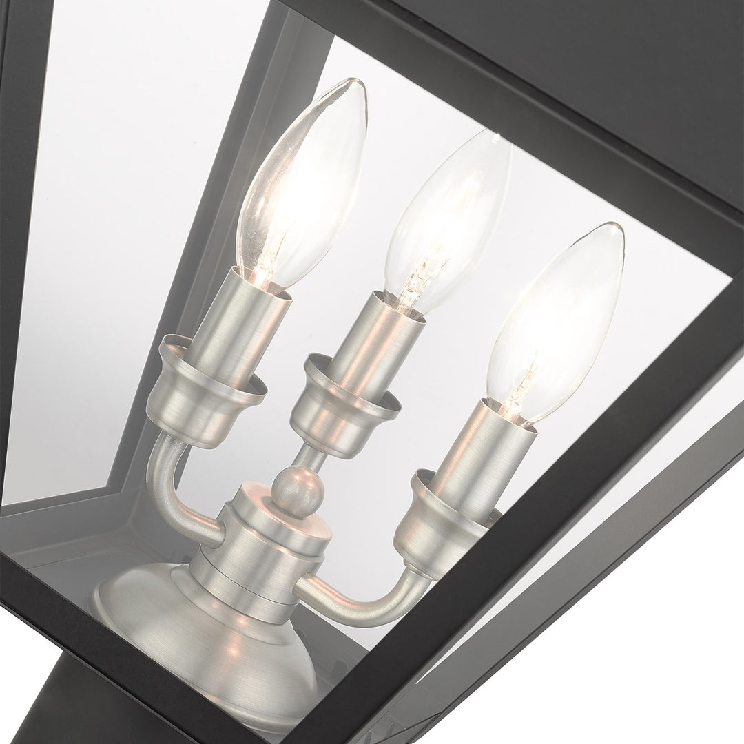 3 Light Black Outdoor Post Top Lantern